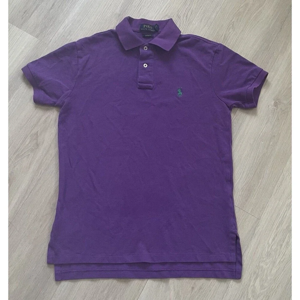Polo Ralph Lauren Slim Fit Short Sleeve Purple Men S Cotton Piqué Logo Golf